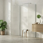 Iconplus Fluted Chrome 1200mm Walk in Shower Screen, Optional Side Panel
