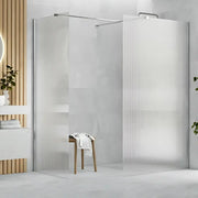 Iconplus Fluted Chrome 900mm Walk in Shower Screen, Optional Side Panel