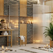 Iconplus Fluted Chrome 900mm Walk in Shower Screen, Optional Side Panel