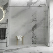 Iconplus Fluted Chrome 900mm Walk in Shower Screen, Optional Side Panel