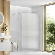 Iconplus Fluted Chrome 900mm Walk in Shower Screen, Optional Side Panel