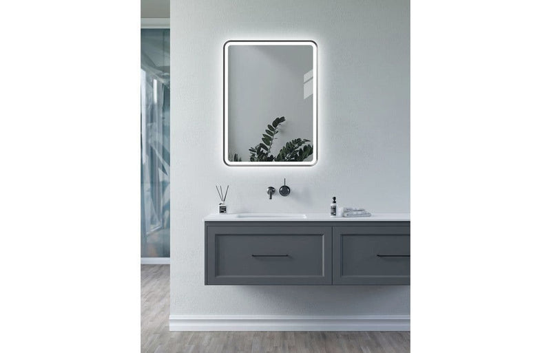 Kniveton 600mm Rectangle Front-Lit LED Mirror - Matt Black