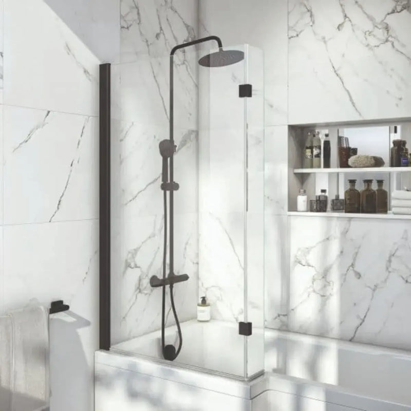 L Shape Shower Bath Pack with Toilet, 2 Door Basin Unit, Taps and Shower