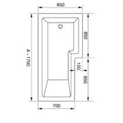 L Shaped Bath Vanity Pack with Black Taps, Dual Head Shower & Accessories
