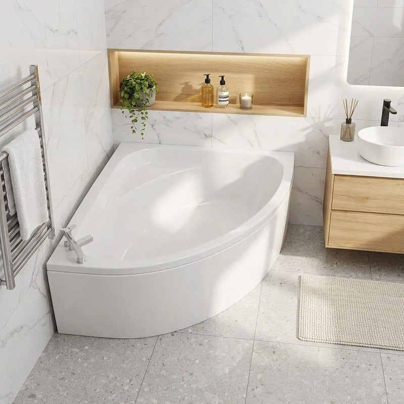Lagune Corner Bath, 1350 x 1350mm, White, Includes Optional Panel & Legs/Fixings