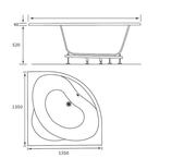 Lagune Corner Bath, 1350 x 1350mm, White, Includes Optional Panel & Legs/Fixings