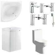Lagune Corner Bath Pack with Toilet, 2 Door Basin Unit and Taps