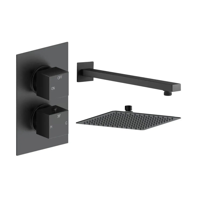 Land Square Concealed Shower Valve & Kit Pack 1 - Matt Black