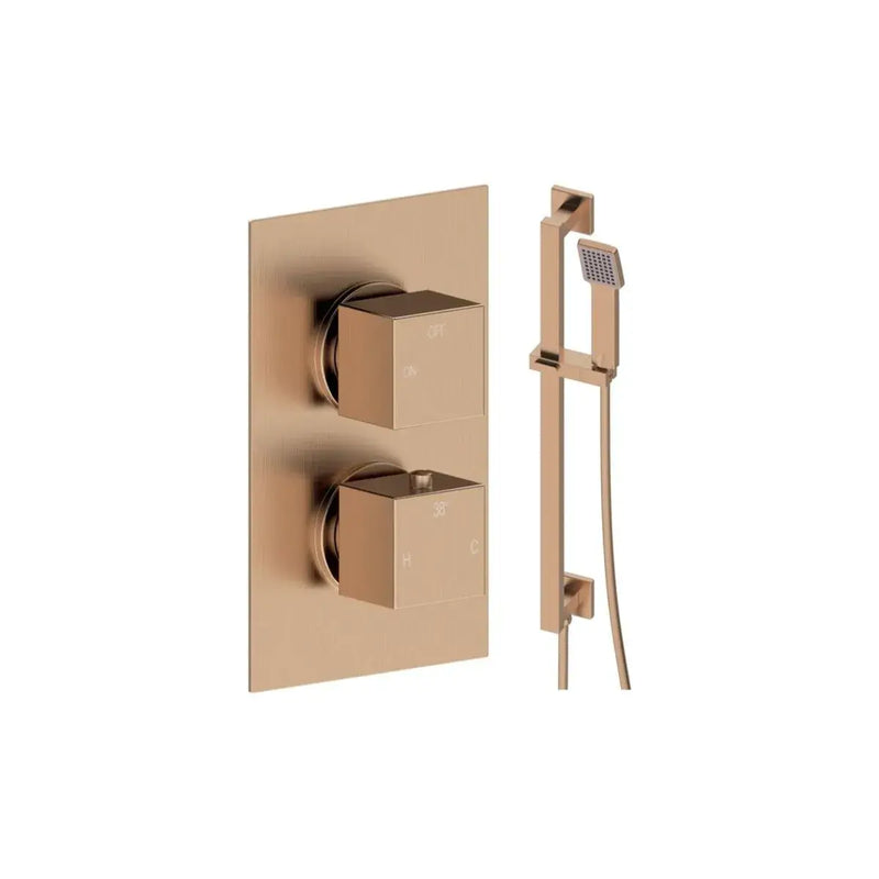 Land Square Concealed Shower Valve & Kit Pack 2 - Brushed Bronze