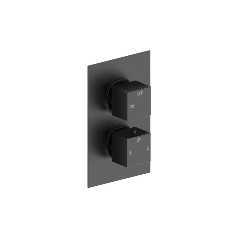 Land Square Concealed Shower Valve & Kit Pack 2 - Matt Black