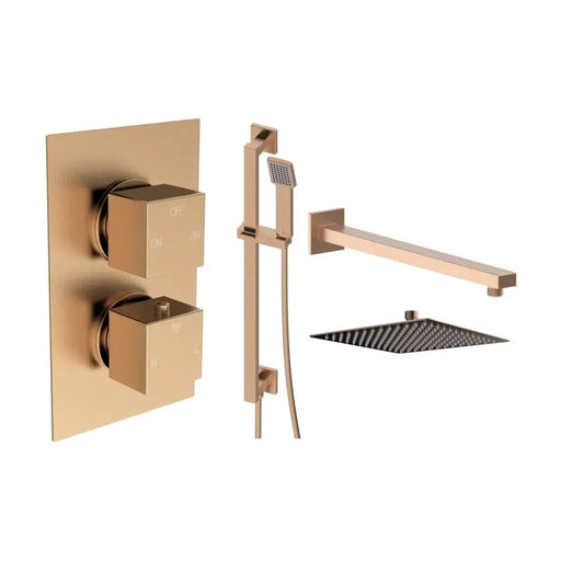 Land Square Concealed Shower Valve & Kit Pack 3 - Brushed Bronze