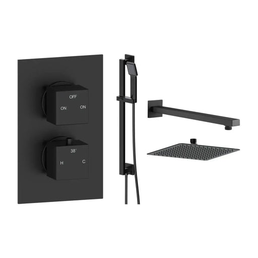 Land Square Concealed Shower Valve & Kit Pack 3 - Matt Black