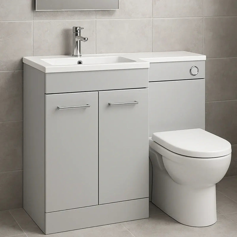 Lavello 1000mm Floor Standing L Shape Pack with Basin Worktop, Grey Gloss
