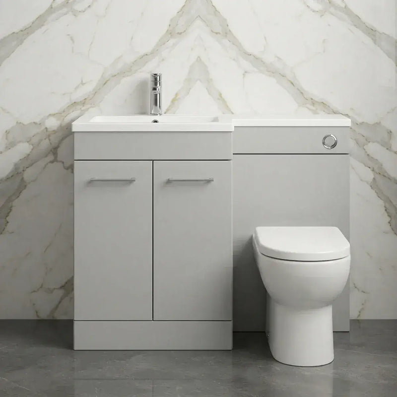 Lavello 1000mm Floor Standing L Shape Pack with Basin Worktop, Grey Gloss