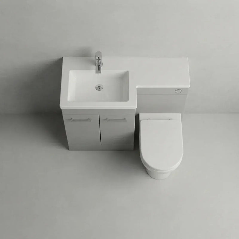 Lavello 1000mm Floor Standing L Shape Pack with Basin Worktop, Grey Gloss