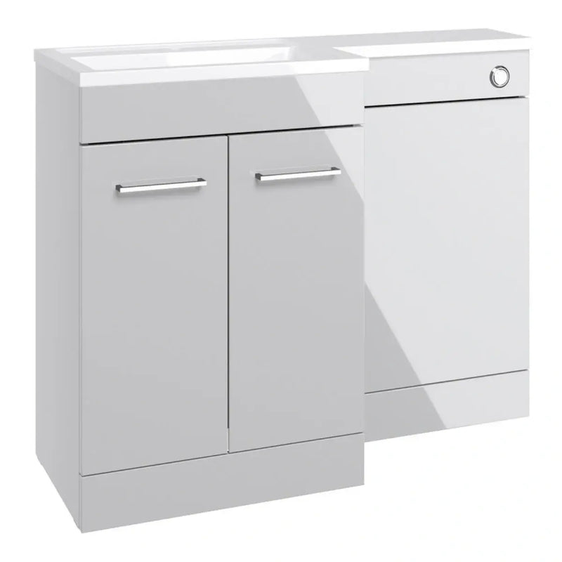 Lavello 1000mm Floor Standing L Shape Pack with Basin Worktop, Grey Gloss