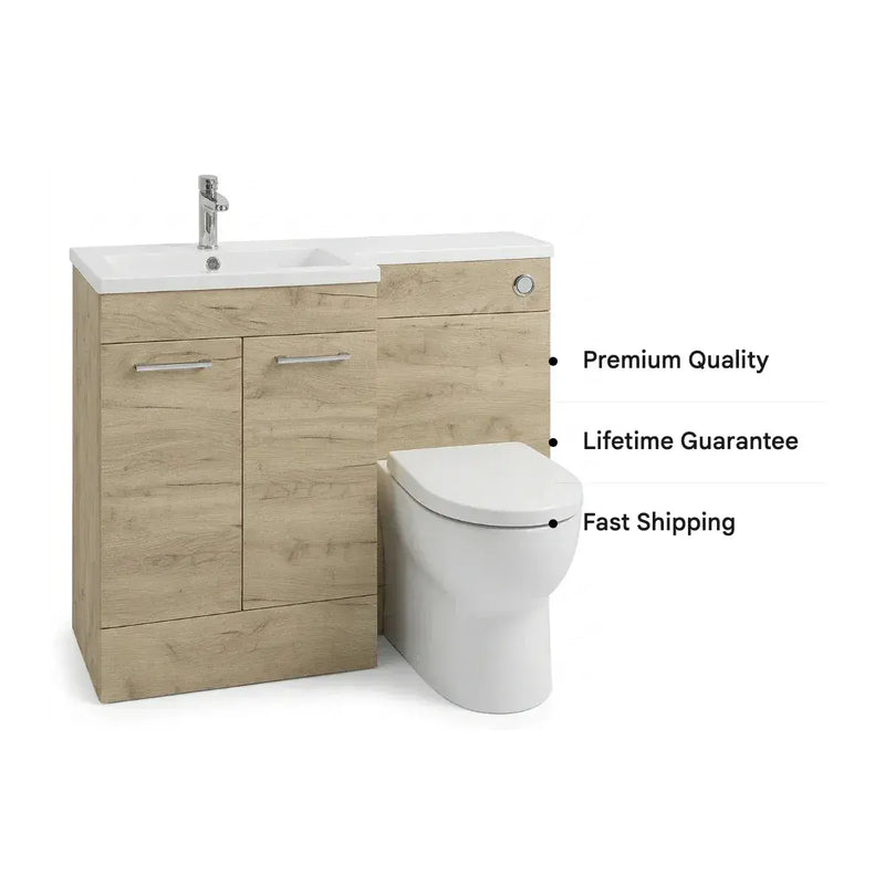 Lavello 1000mm L-Shape Furniture Pack (Left Hand) - Oak | Inc. Cistern & Basin Top