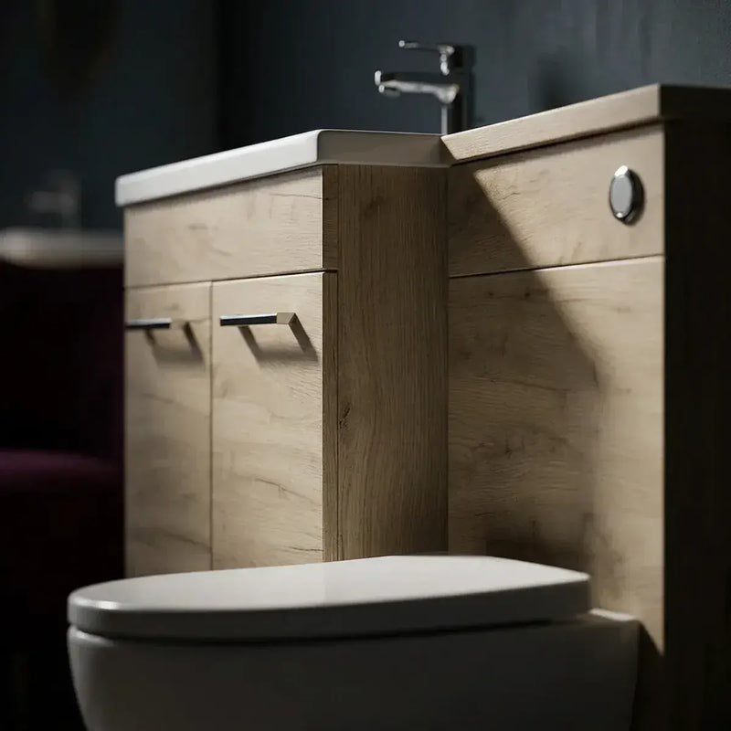 Lavello 1000mm L-Shape Furniture Pack (Left Hand) - Oak | Inc. Cistern & Basin Top