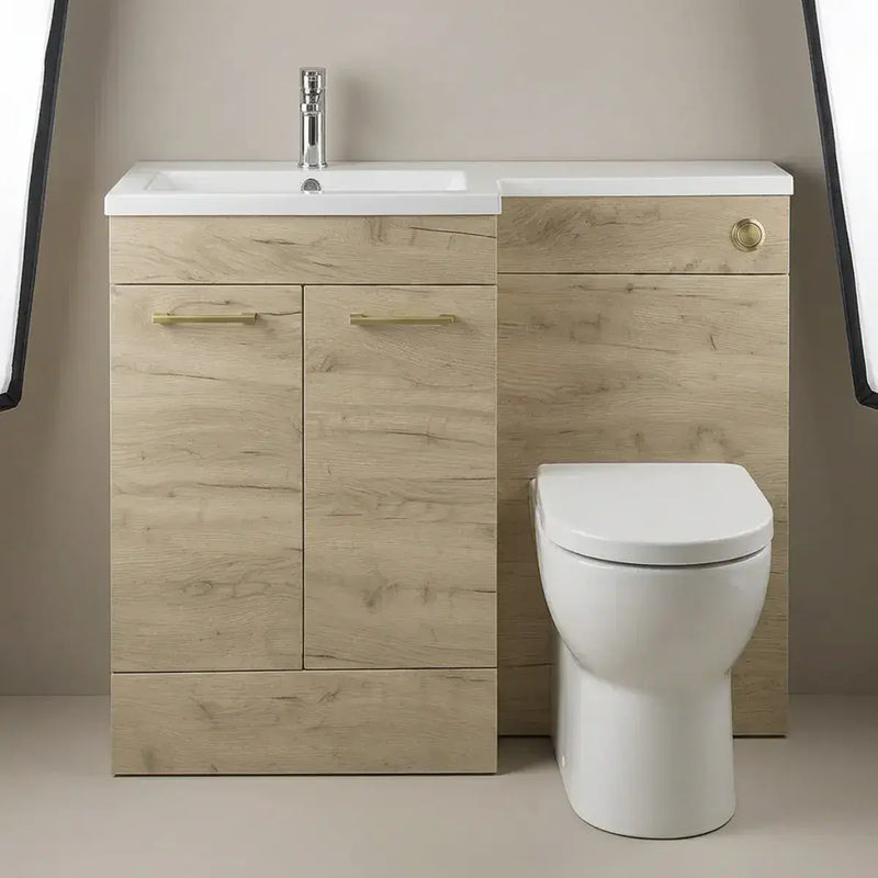 Lavello 1000mm L-Shape Furniture Pack (Left Hand) - Oak | Inc. Cistern & Basin Top