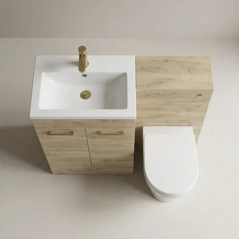 Lavello 1000mm L-Shape Furniture Pack (Left Hand) - Oak | Inc. Cistern & Basin Top