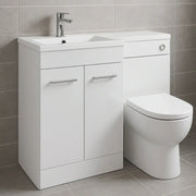 Lavello 1000mm L-Shaped Vanity & WC Furniture Pack with Basin White Gloss