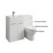 Lavello 1000mm L-Shaped Vanity & WC Furniture Pack with Basin White Gloss