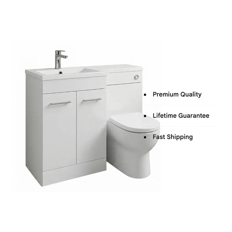Lavello 1000mm L-Shaped Vanity & WC Furniture Pack with Basin White Gloss