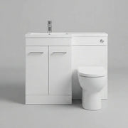 Lavello 1000mm L-Shaped Vanity & WC Furniture Pack with Basin White Gloss