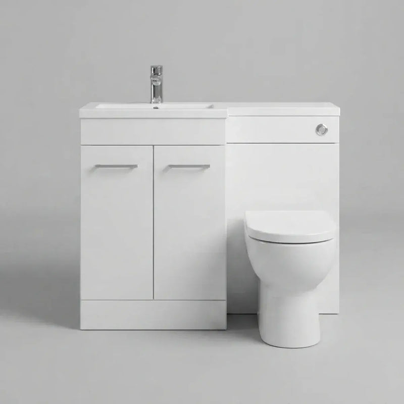 Lavello 1000mm L-Shaped Vanity & WC Furniture Pack with Basin White Gloss