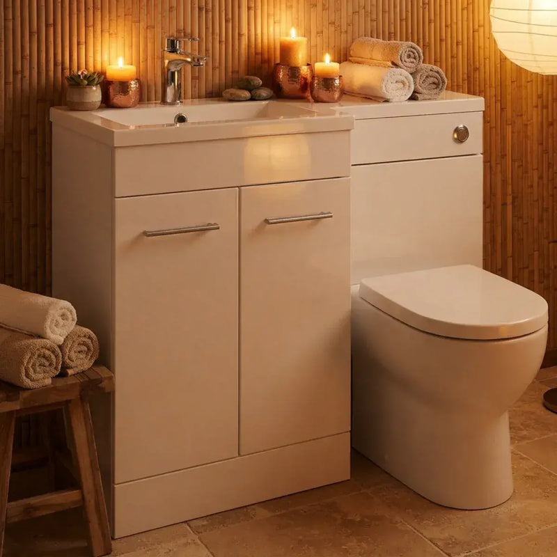 Lavello 1000mm L-Shaped Vanity & WC Furniture Pack with Basin White Gloss