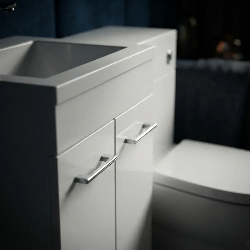 Lavello 1000mm L-Shaped Vanity & WC Furniture Pack with Basin White Gloss