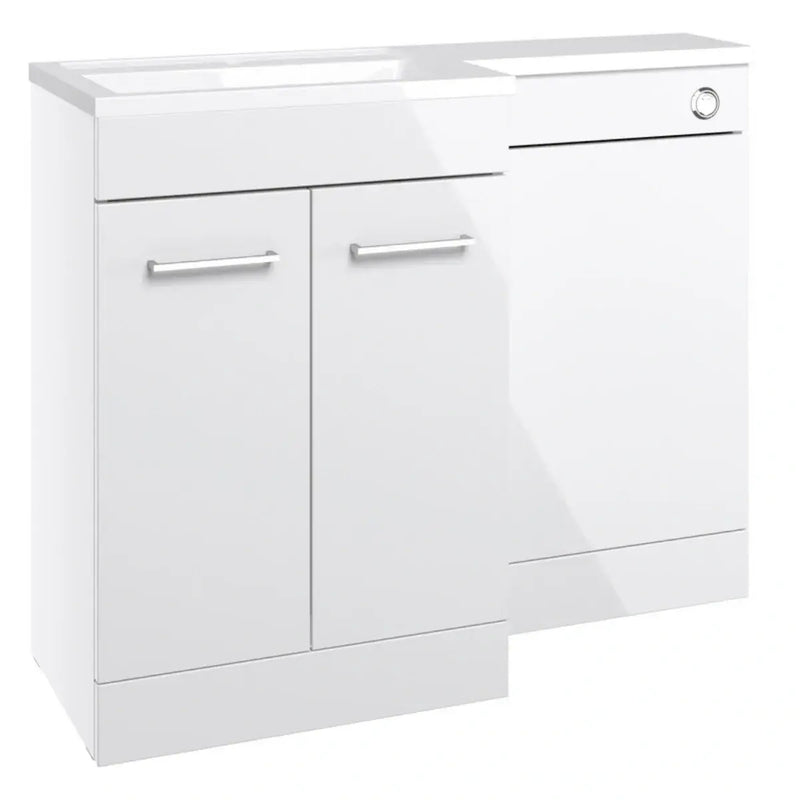 Lavello 1000mm L-Shaped Vanity & WC Furniture Pack with Basin White Gloss