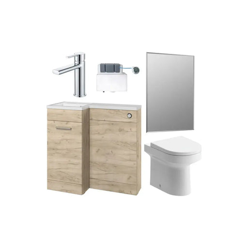 Lavello 900mm Furniture & BTW WC Pack - Oak (LH)