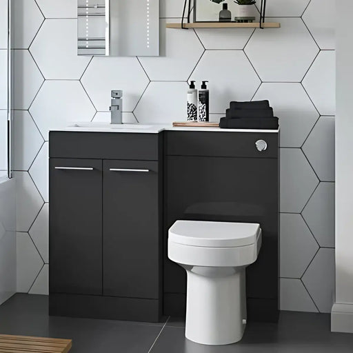 Lavello Dark Grey Gloss 1000mm L Shape Pack with Slim Basin Worktop