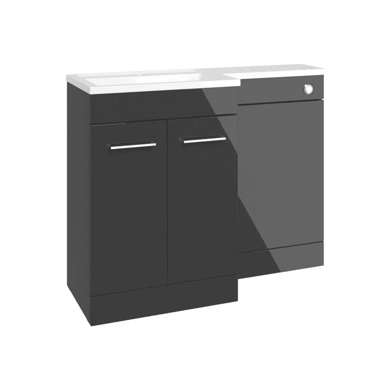 Lavello Dark Grey Gloss 1000mm L Shape Pack with Slim Basin Worktop