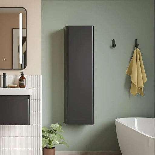 Leo 350mm Wall Hung 1 Door Tall Unit - Matt Black
