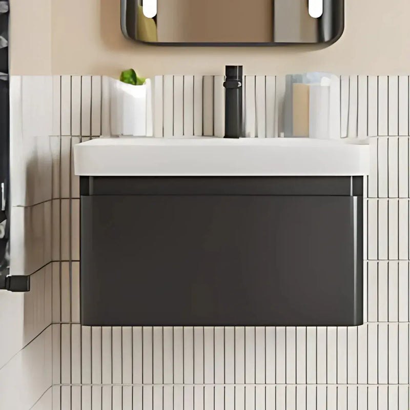 Leo 500mm Wall Hung 1 Drawer Basin Unit & Basin - Matt Black