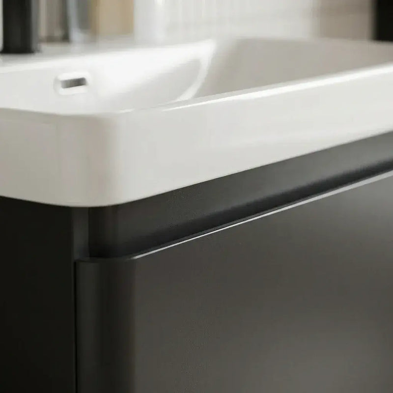 Leo 500mm Wall Hung 1 Drawer Basin Unit & Basin - Matt Black