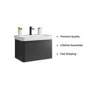 Leo 500mm Wall Hung 1 Drawer Basin Unit & Basin - Matt Black
