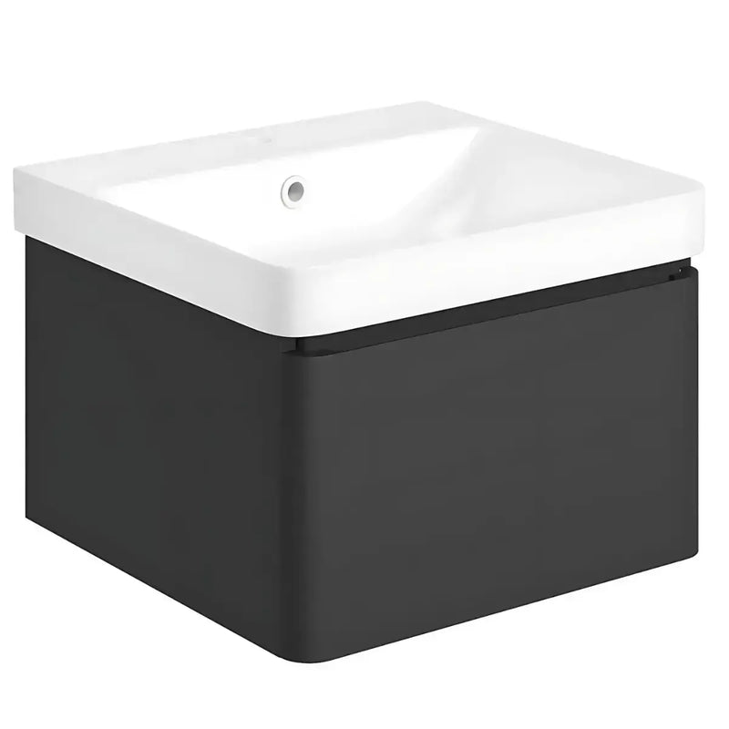 Leo 500mm Wall Hung 1 Drawer Basin Unit & Basin - Matt Black