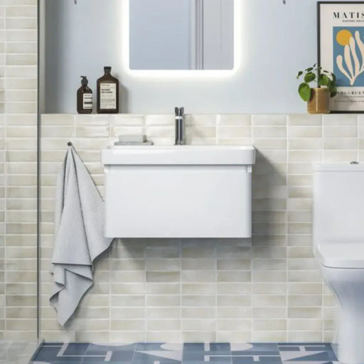 Leo 500mm Wall Hung 1 Drawer Basin Unit & Basin - Matt White