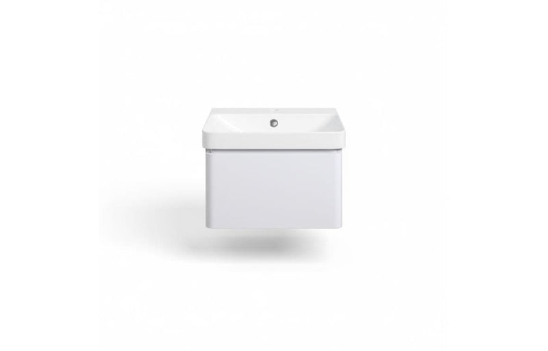Leo 500mm Wall Hung 1 Drawer Basin Unit & Basin - Matt White