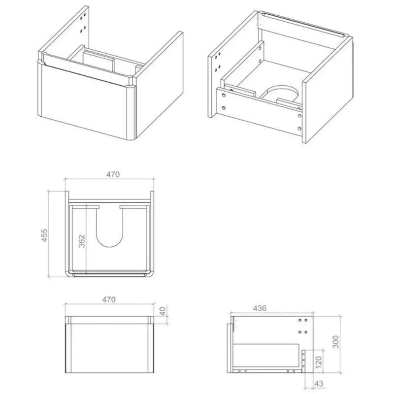 Leo 500mm Wall Hung 1 Drawer Basin Unit & Basin - Matt White