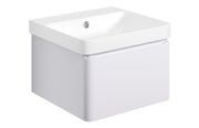 Leo 500mm Wall Hung 1 Drawer Basin Unit & Basin - Matt White
