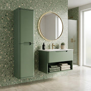 Libras 350 2 Door Wall Hung Tall Unit, Matt Sage Green