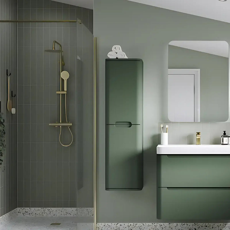 Libras 350 2 Door Wall Hung Tall Unit, Matt Sage Green