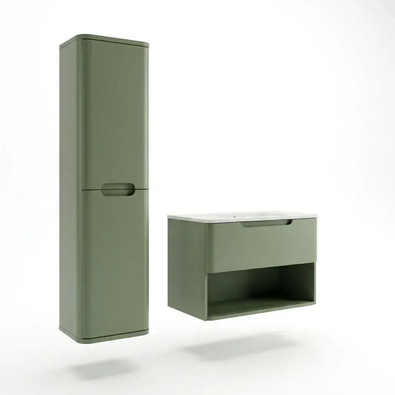 Libras 350 2 Door Wall Hung Tall Unit, Matt Sage Green