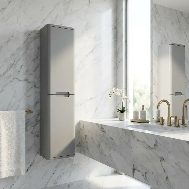 Libras 350mm 2 Door Wall Hung Tall Unit, Matt Grey