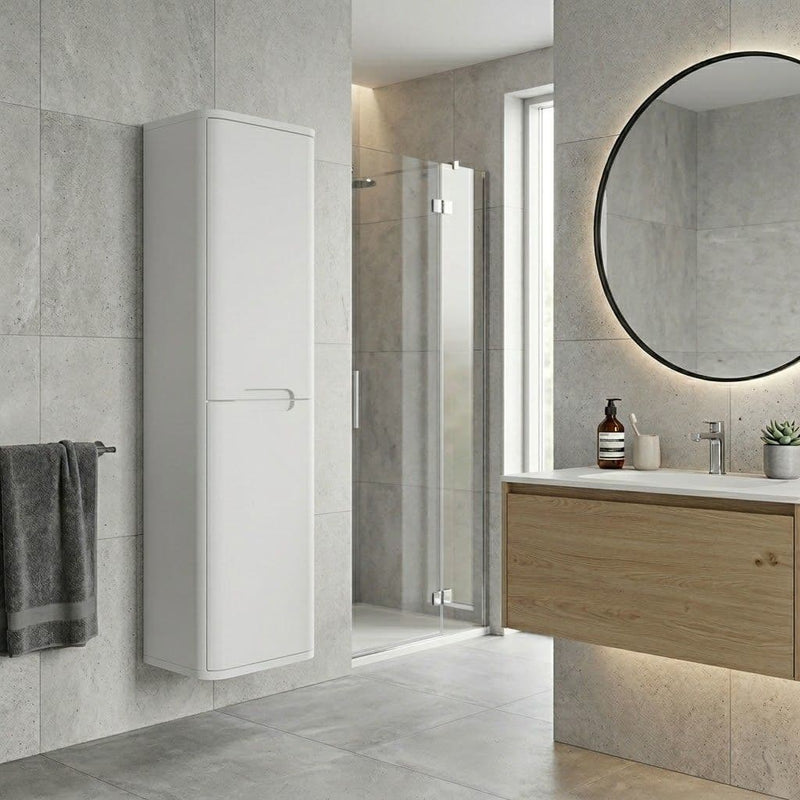 Libras 350mm 2 Door Wall Hung Tall Unit, White Gloss