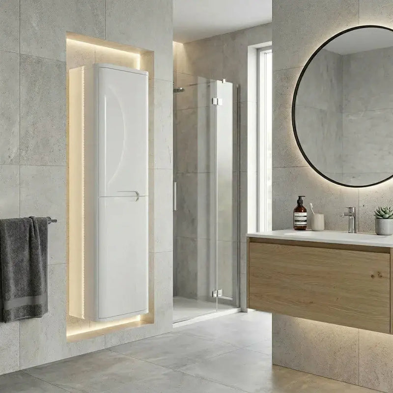 Libras 350mm 2 Door Wall Hung Tall Unit, White Gloss